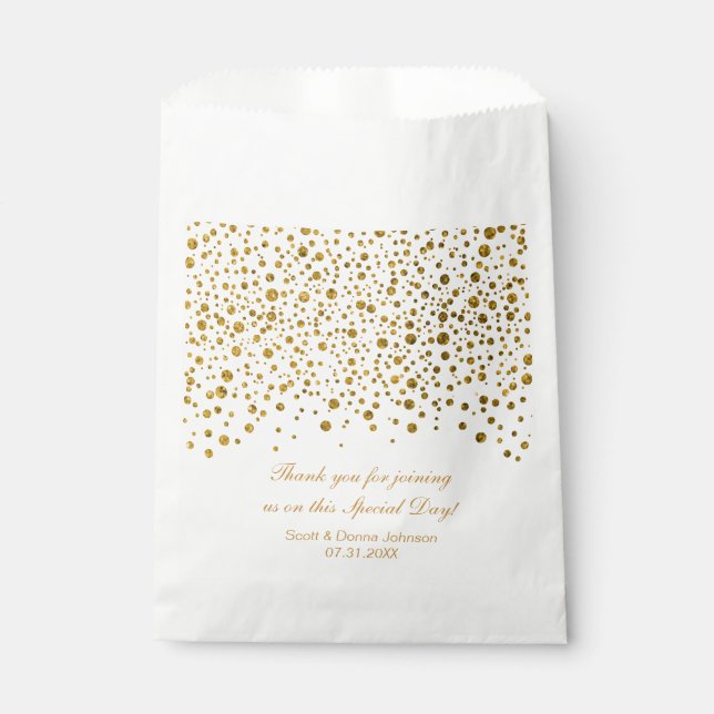 *Gold Confetti Wedding  | Personalize Favor Bag (Front)