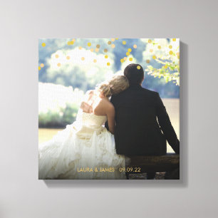 Gold Confetti Wedding Photo Keepsake Canvas Print