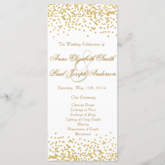 Gold confetti wedding program