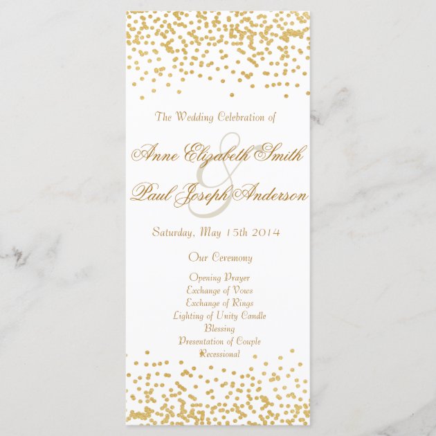 Gold Confetti Wedding Program