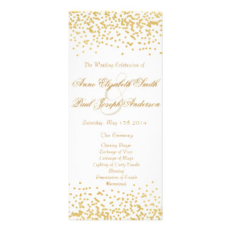 Gold confetti wedding program