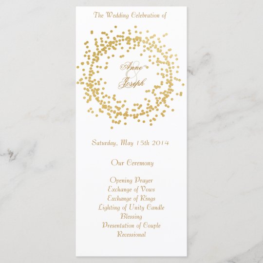 Gold confetti wedding program II