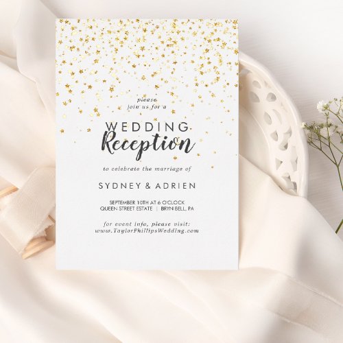Gold Confetti Wedding Reception Only Gold Foil Invitation