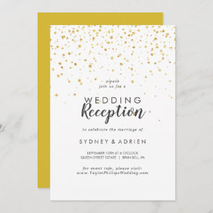 Gold Confetti Wedding Reception Only Invitation