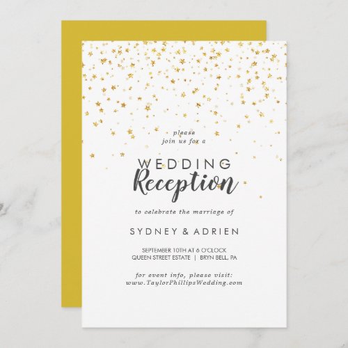Gold Confetti Wedding Reception Only Invitation