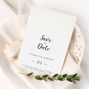 Gold Confetti Wedding Save The Date Gold Foil Invitation