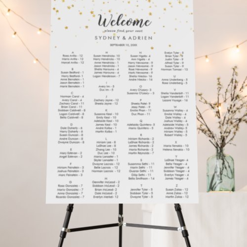 Gold Confetti Wedding Seating Chart Foam Board