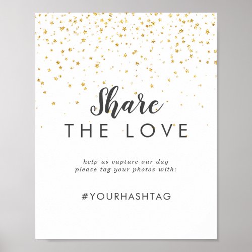 Gold Confetti Wedding Share the Love Sign