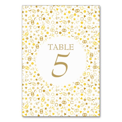 Gold Confetti Wedding Table Number