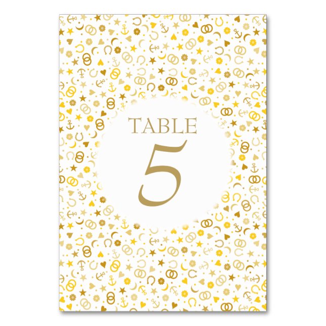 Gold Confetti Wedding Table Number (Front)