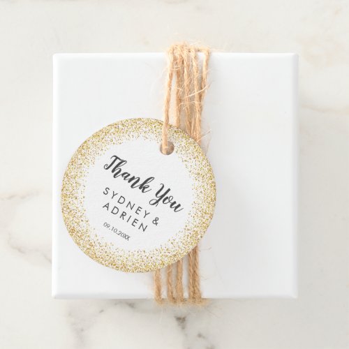 Gold Confetti Wedding Thank You Favor Tags