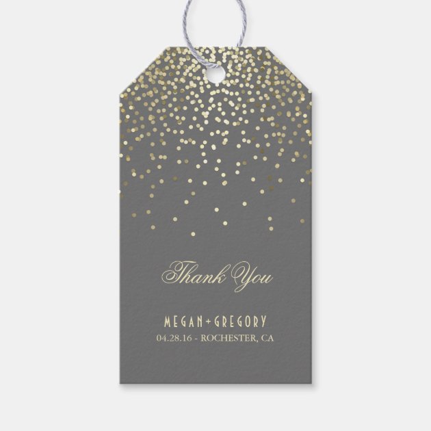 Gold Confetti Wedding Thank You Gift Tags