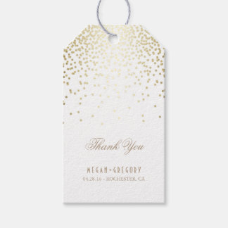 Gold Confetti White Wedding Thank You Gift Tags