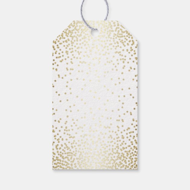 Gold Confetti White Wedding Thank You Gift Tags