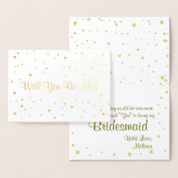 Gold Confetti Will You be My Bridesmaid? Foil Card