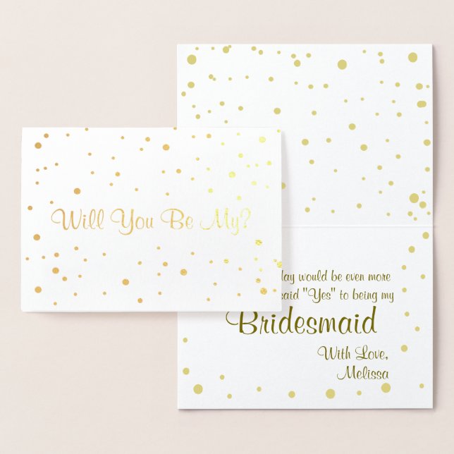 Gold Confetti Will You be My Bridesmaid? Foil Card (Display)