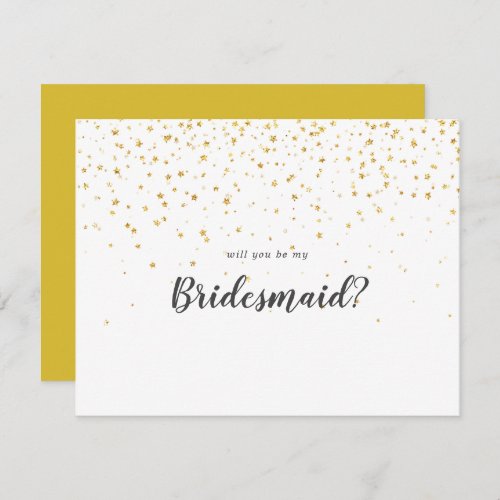 Gold Confetti Will You Be My Bridesmaid Note Card