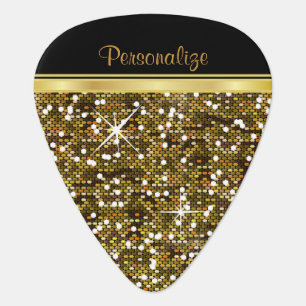 Gold Confetti with Black Accents   Personalize 🎸 Guitar Pick