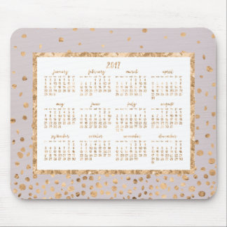 Gold Confetti Yearly 2017 Calendar Mouse Pads Pink