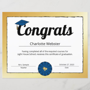 Gold Congrats Grad Wishes Congrats Certificate-1