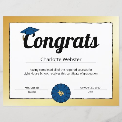 Gold Congrats Grad Wishes Congrats Certificate_1
