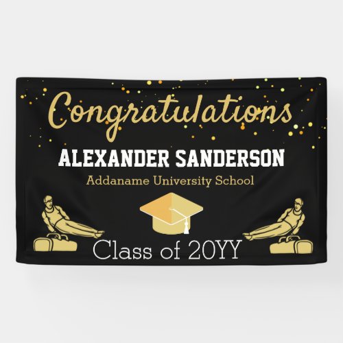 Gold Congratulation Gymnast Graduation Banner