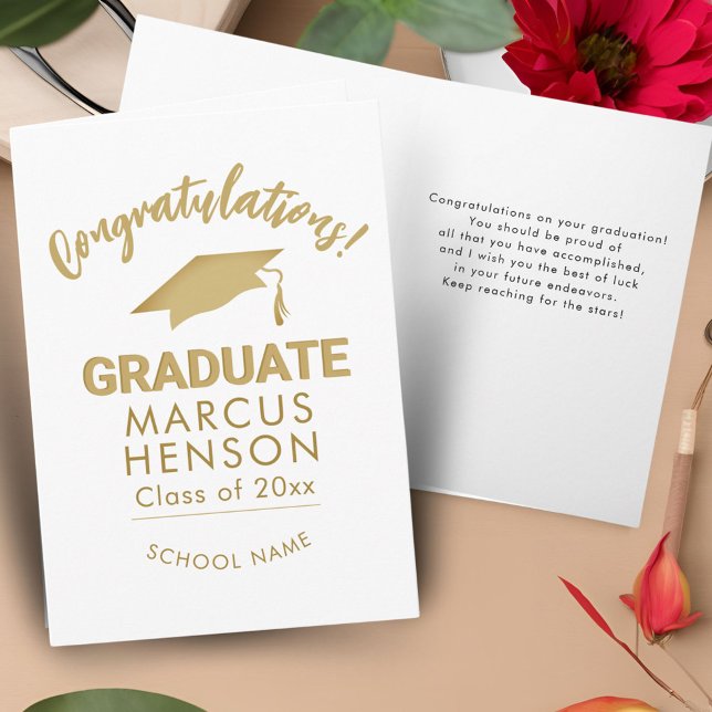 Gold Congratulations Graduate Graduation Cap Card (Creator Uploaded)