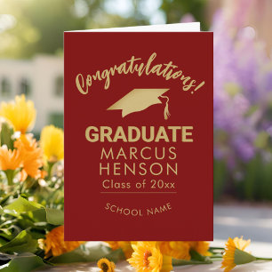 Gold Congratulations Graduate Graduation Cap Card