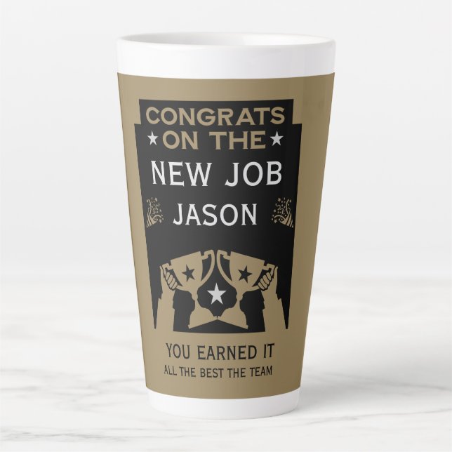 Gold Congratulations On The New Job Latte Mug (Front)