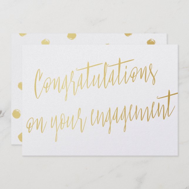 Gold "Congratulations on your engagement" Invitation (Front/Back)