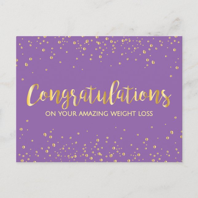 Gold Congratulations Weight Loss Award Certificate Postcard (Front)