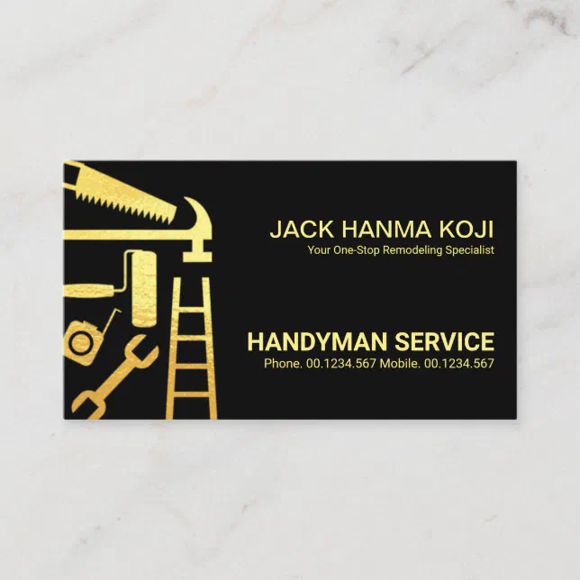 Gold Construction Handyman Tools Business Card Zazzle