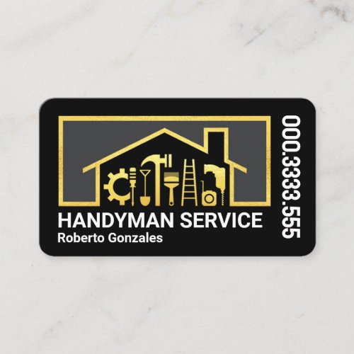 Gold Construction Tools Home Frame  Business Card
