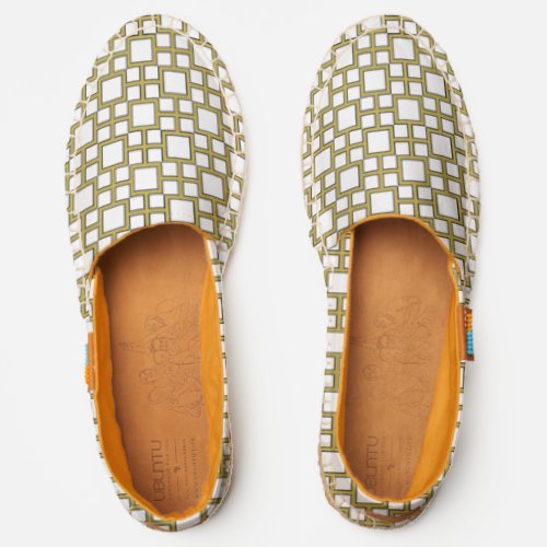 Gold Contemporary Squares Pattern Espadrilles