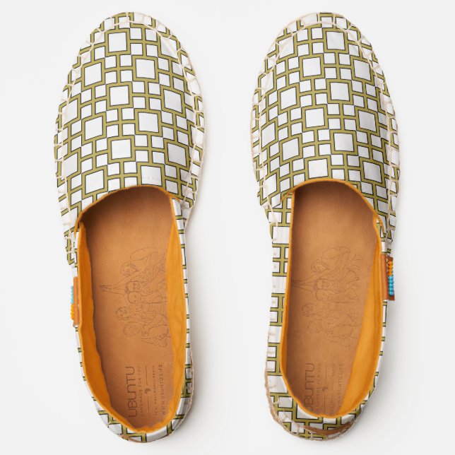 Gold Contemporary Squares Pattern Espadrilles (Front)