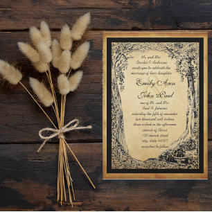Gold Copper & Browns Enchanted Forest Tree Arch  Invitation