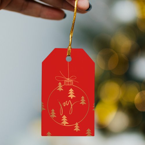 Gold Copper Christmas Decor and Trees red Gift Tags
