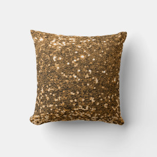 Gold Copper Glitter  Throw Pillow