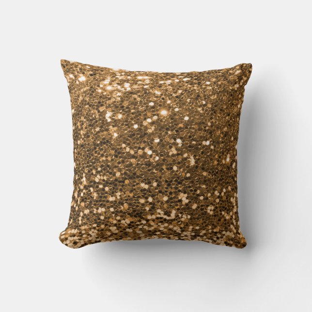  Gold Copper Glitter  Throw Pillow (Front)