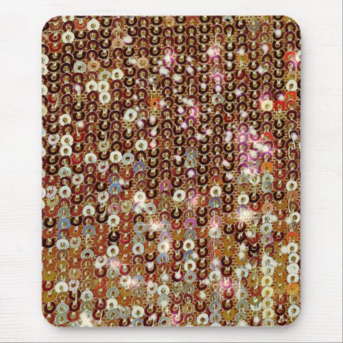 Gold copper sparkle sequin pattern mouse pad