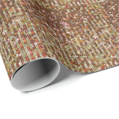 Gold copper sparkle sequin pattern   wrapping paper