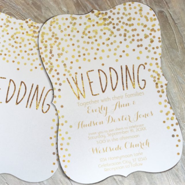 Gold Copper Vintage Typography Wedding Invitation (Creator Uploaded)