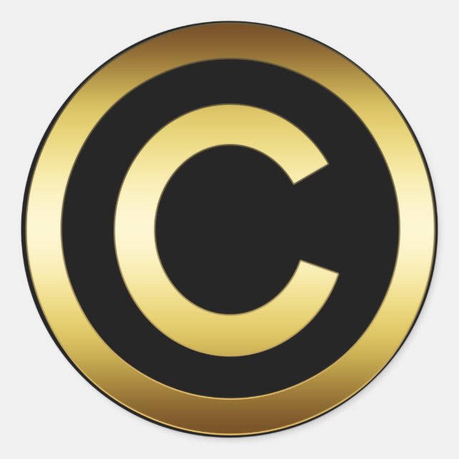 GOLD COPYRIGHT SYMBOL CLASSIC ROUND STICKER (Front)