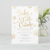 Gold & Coral Baby it's Cold Outside Shower Invite (Standing Front)