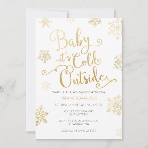 Gold  Coral Baby its Cold Outside Shower Invite