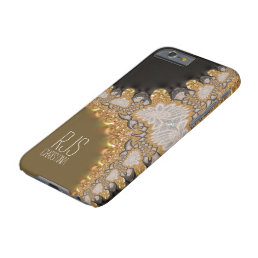 Gold Coral Lace Fractals Monogram iPhone 6 Barely There iPhone 6 Case