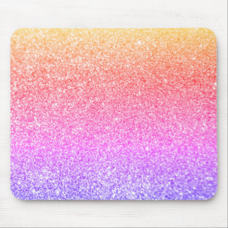 Gold Coral Pink Purple Sparkly Rainbow Glitter Mouse Pad