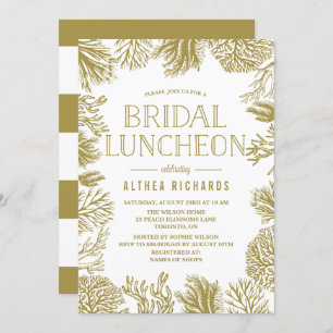 Gold Corals Frame Beach Bridal Luncheon Invitation