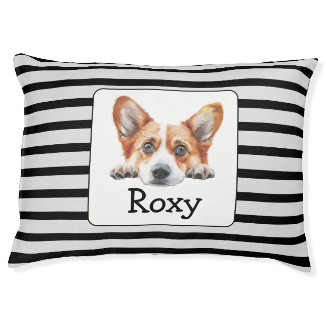 Gold Corgi Puppy Customize Dog Bed (Front)