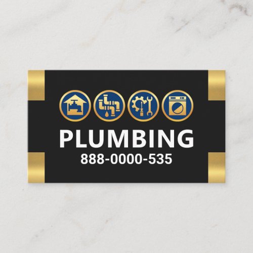 Gold Corners Plumbing Icons Business Card